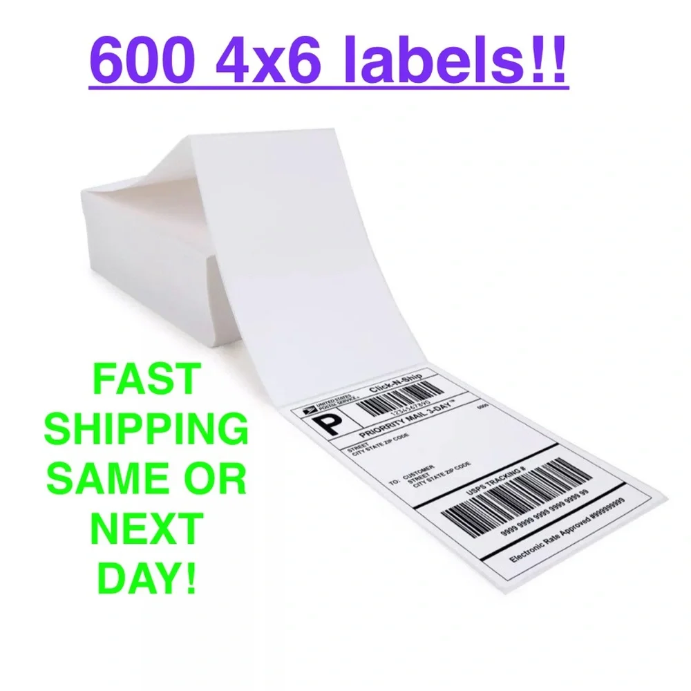 4x6 White Shipping Labels - 600 Pack